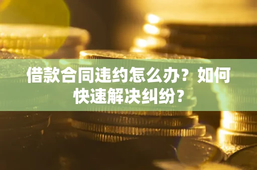 武汉借款合同违约怎么办？如何快速解决纠纷？